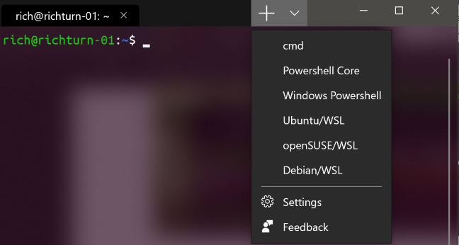 Membuka tab baru di Terminal Windows baru