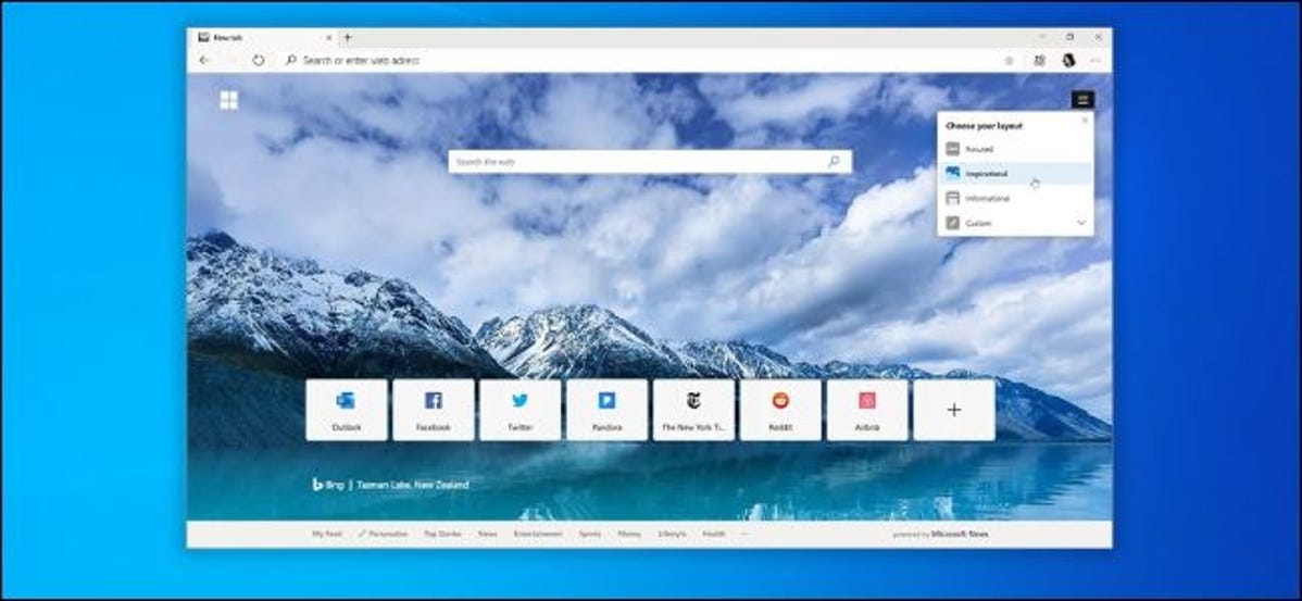 Versi Chromium dari Microsoft Edge di desktop Windows 10