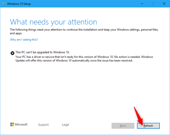 Melanjutkan Pengaturan Windows 10 dengan tombol Refresh