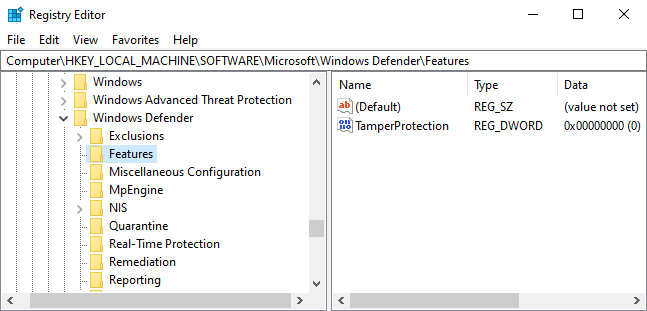 Pengaturan Perlindungan Tamper di Windows Registry