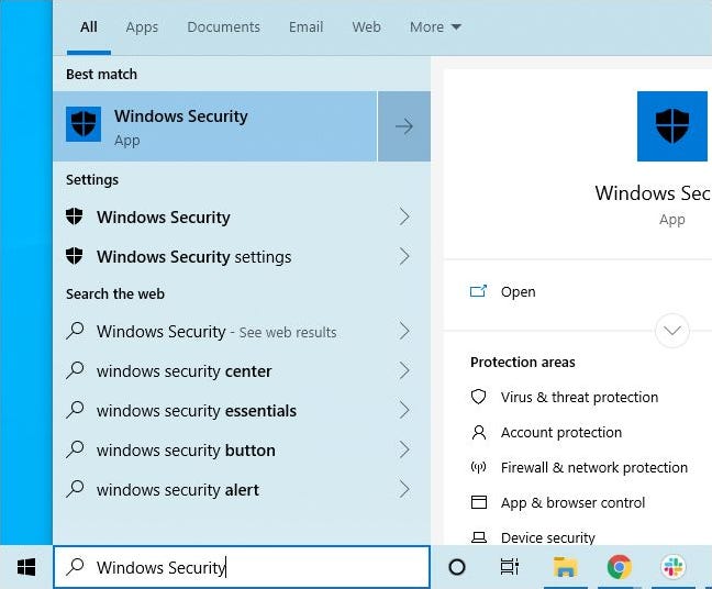 Pintasan Keamanan Windows di menu Mulai