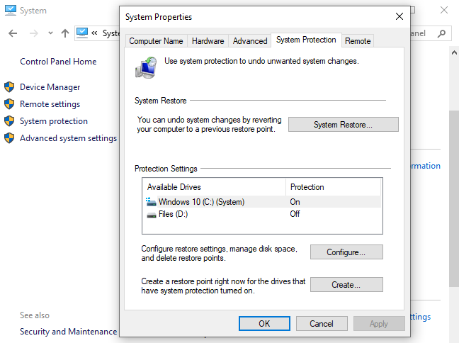 Opsi Pemulihan Sistem pada Windows 10.