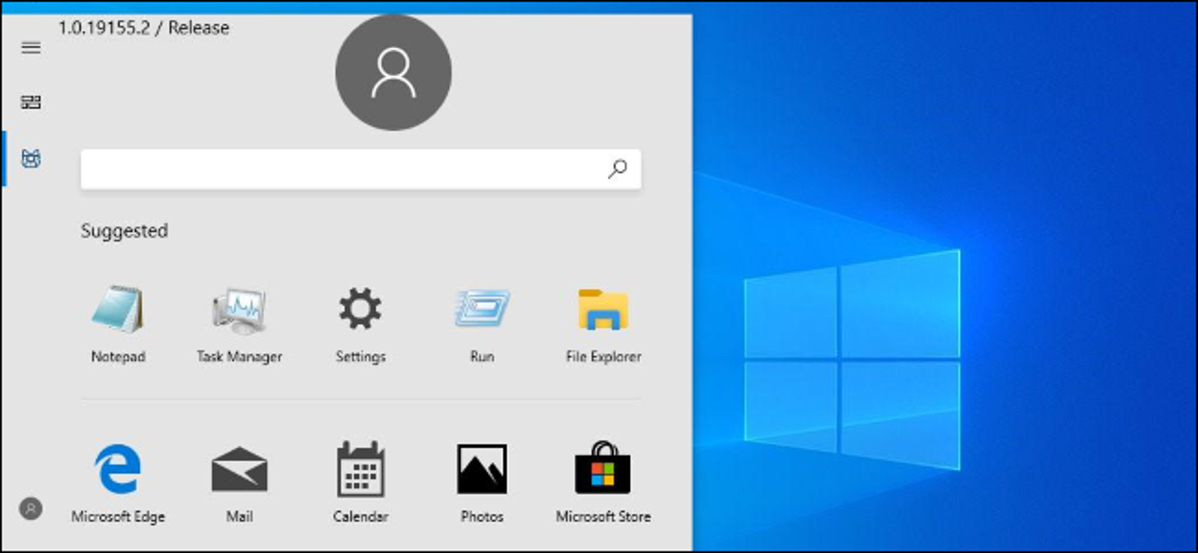 Desain menu Start Windows 10 baru tanpa ubin langsung.