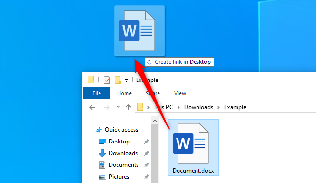 Membuat pintasan desktop dari file di File Explorer Windows 10