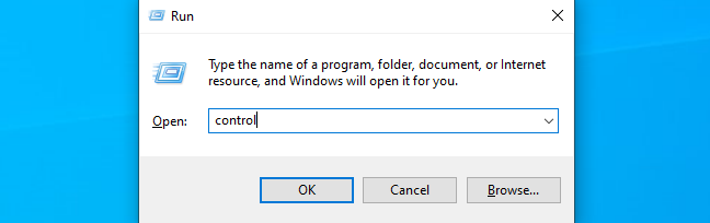 Perintah untuk meluncurkan Panel Kontrol pada Windows 10