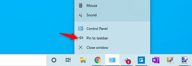 Menyematkan pintasan Panel Kontrol ke bilah tugas Windows 10
