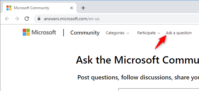 Mengajukan pertanyaan di forum Komunitas Microsoft