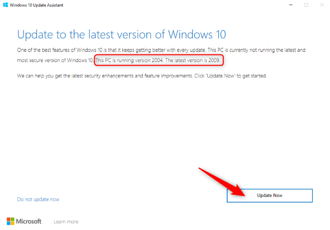 Klik "Perbarui Sekarang" di Asisten Pembaruan Windows 10.