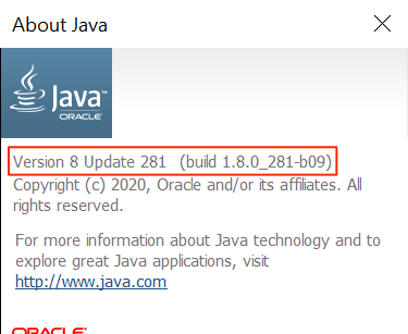 Lihat versi Java Anda menggunakan Tentang Java