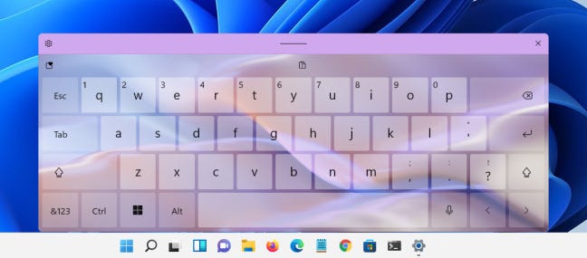 Tema keyboard sentuh "Lilac River" di Windows 11.