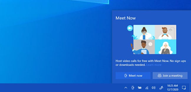Jendela popup "Temu Sekarang" Windows 10