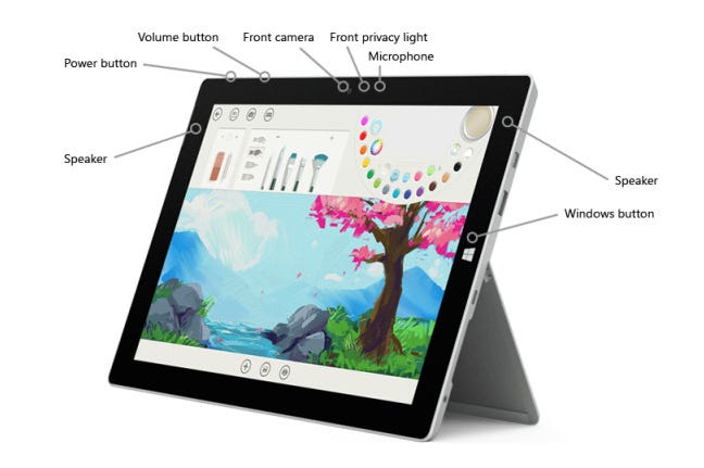 Tombol tablet Microsoft Surface.