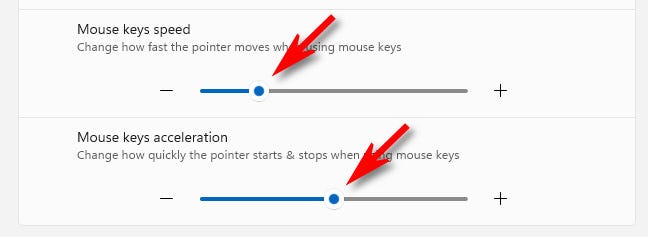 Gunakan penggeser kecepatan dan akselerasi tombol mouse untuk membuat penunjuk tetikus bergerak lebih cepat atau lebih lambat.