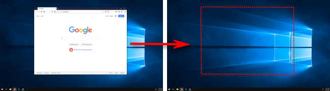 Memindahkan jendela di antara tampilan di Windows 10