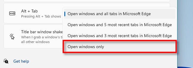 Di menu tarik-turun, pilih "Buka Windows Saja."
