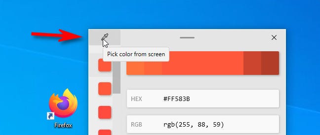 Di Color Picker, klik tombol pipet untuk memilih warna lain.