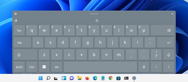 Tema keyboard sentuh "Platinum" di Windows 11.