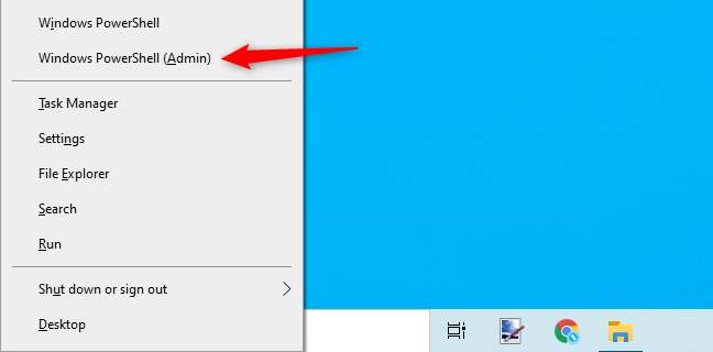 Klik kanan Mulai dan pilih "Windows PowerShell (Admin).")