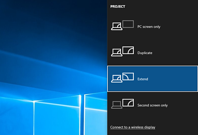 Pilih Opsi Proyek di Windows 10