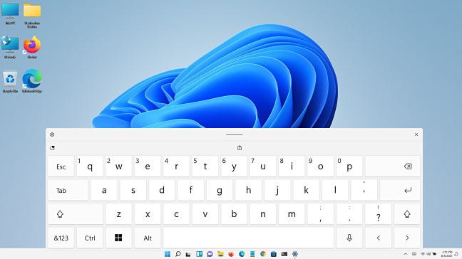 Keyboard sentuh Windows 11 yang sangat besar.