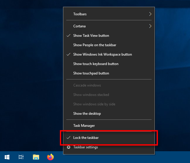 Pilih Kunci Bilah Tugas di Windows 10