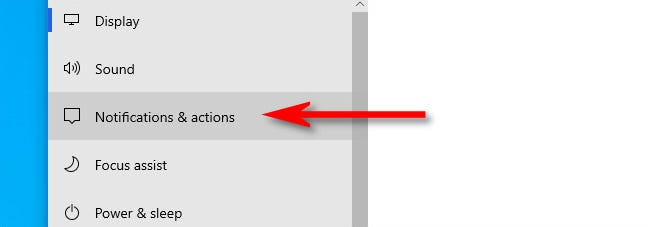 Di Pengaturan Windows, klik "Pemberitahuan & tindakan."