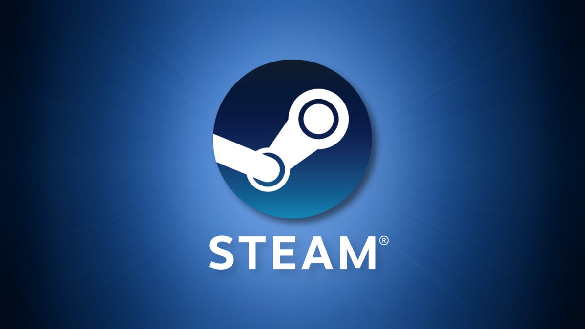 Logo Valve Steam dengan latar belakang biru