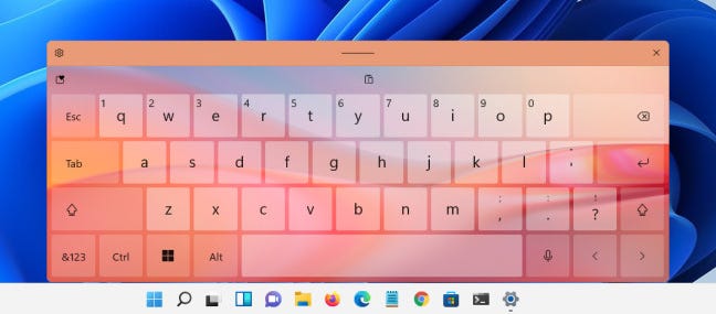 Tema keyboard sentuh "Tangerine Tides" di Windows 11.
