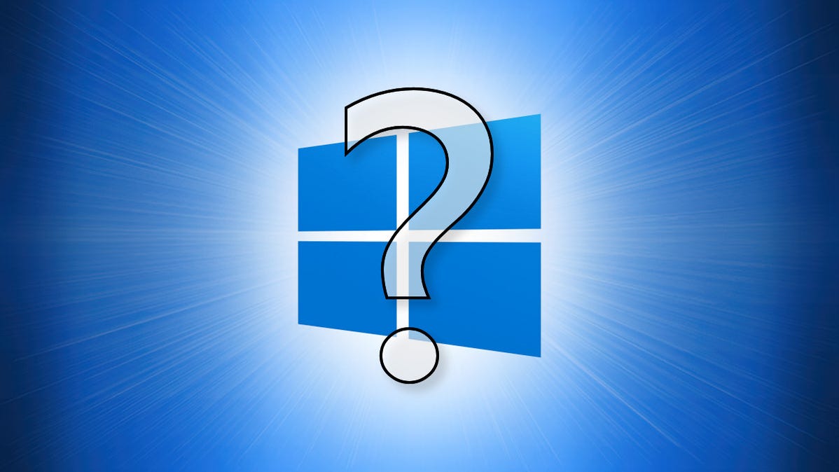 Logo Windows 10 dengan tanda tanya di depannya