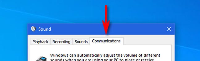 Di Jendela "Suara" Windows 10, apik tab "Komunikasi".