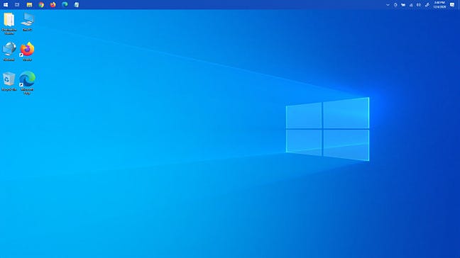 Bilah tugas Windows 10 di bagian atas layar.
