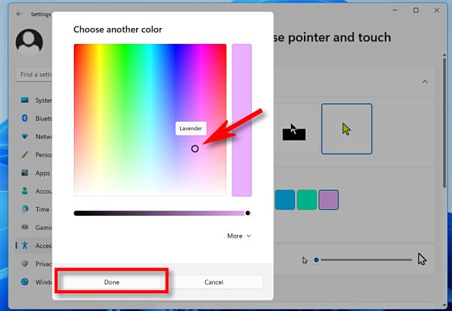 Gunakan pemilih warna untuk memilih warna khusus, lalu klik "Selesai".
