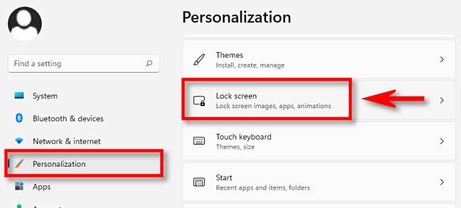 Di Pengaturan Windows, klik "Personalisasi," lalu pilih "Kunci Layar."