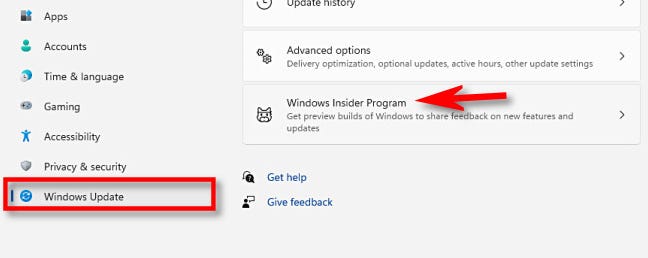 Di Pengaturan Windows, klik "Pembaruan Windows," lalu pilih "Program Windows Insider."