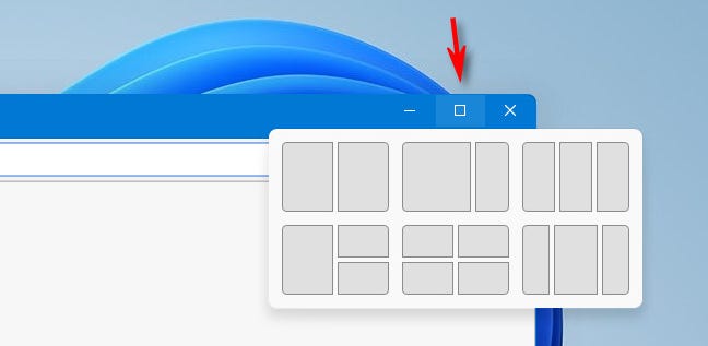 Arahkan kursor ke tombol maksimalkan untuk membuka menu jepret.