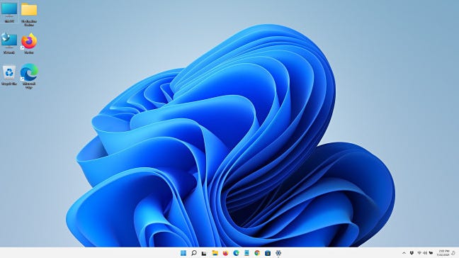 Desktop dan bilah tugas Windows 11.