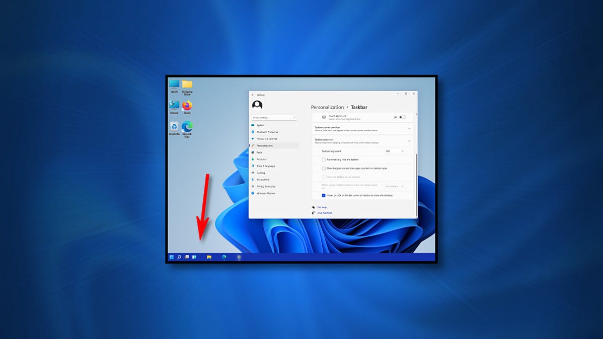 Desktop Windows 11 Dengan Bilah Tugas Sejajar ke Kiri
