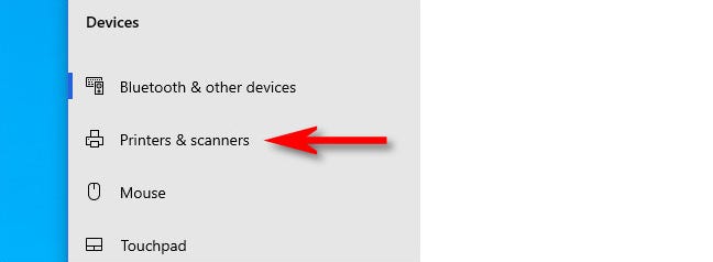Di Pengaturan Windows 10, klik "Printer & Pemindai."