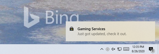 Pemberitahuan Store di Windows 10 mengatakan aplikasi "Baru saja diperbarui, periksa."