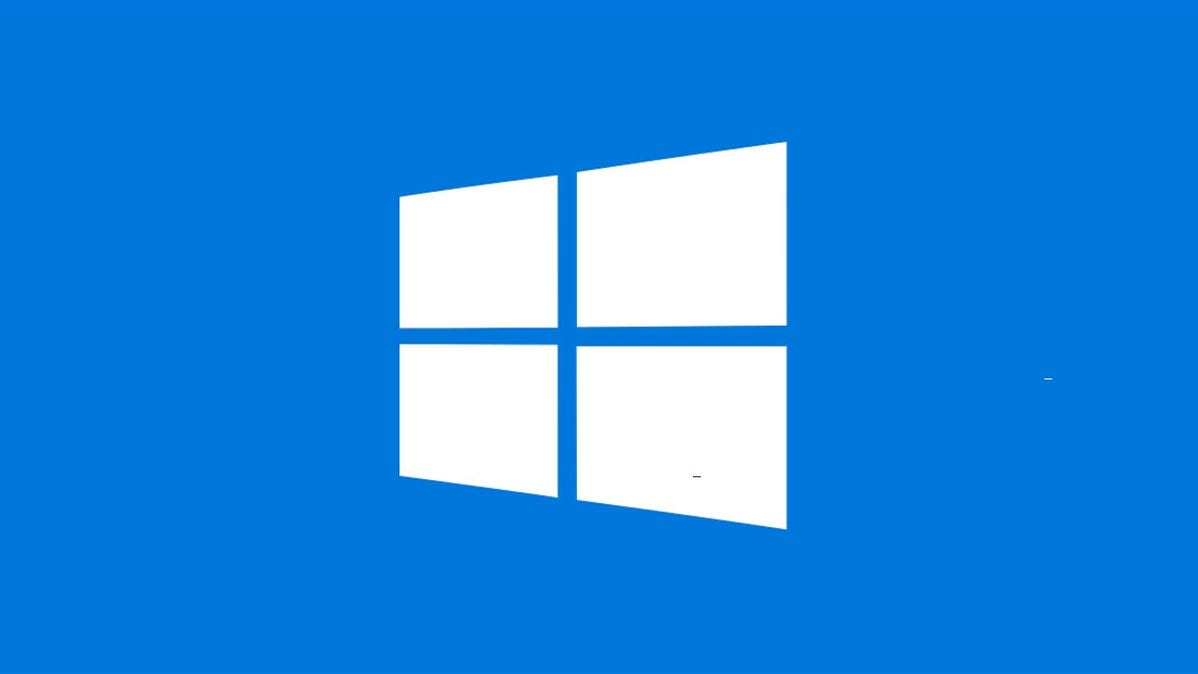 Logo Windows 10 putih dengan latar belakang biru.