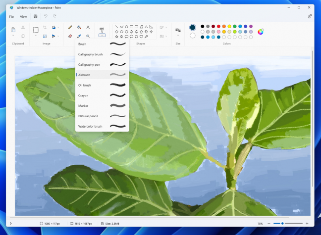 Kuas aplikasi Windows 11 Paint