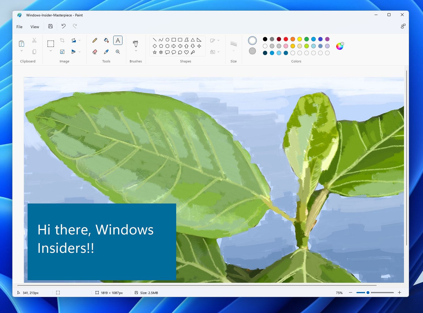 Teks aplikasi Windows 11 Paint