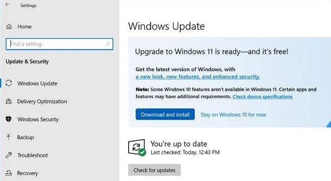 Pembaruan Windows menawarkan Windows 11 pada Windows 10.