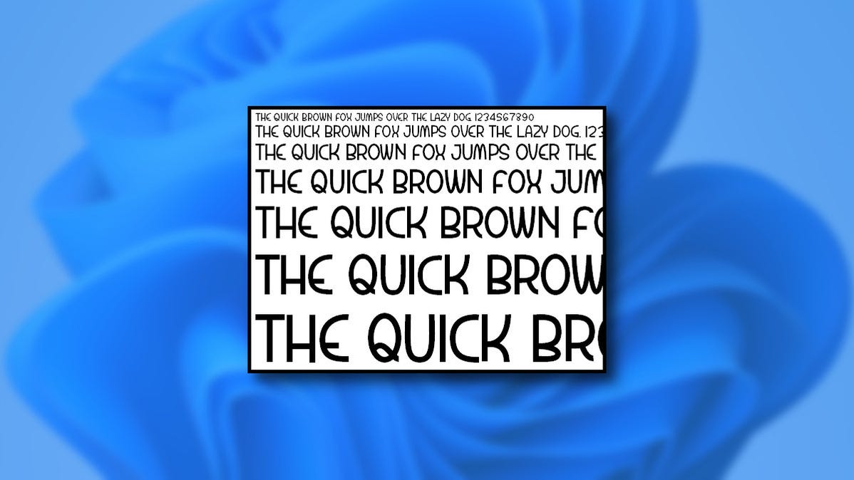 Font di Windows 11 dengan latar belakang biru