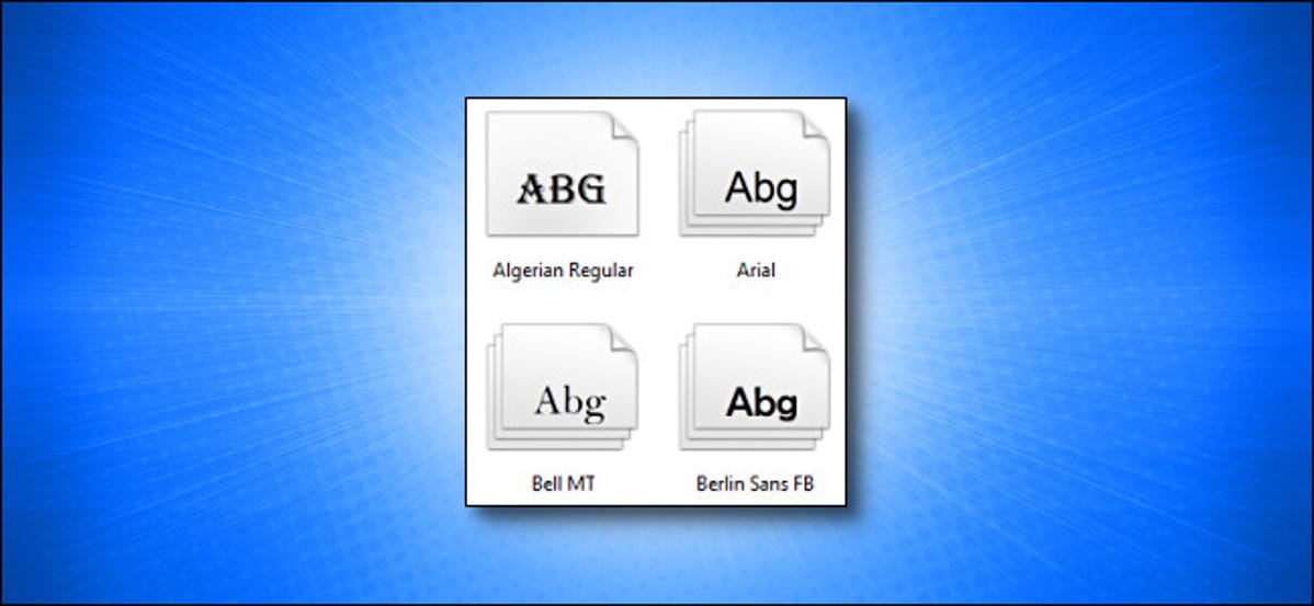 Font Windows dengan latar belakang biru