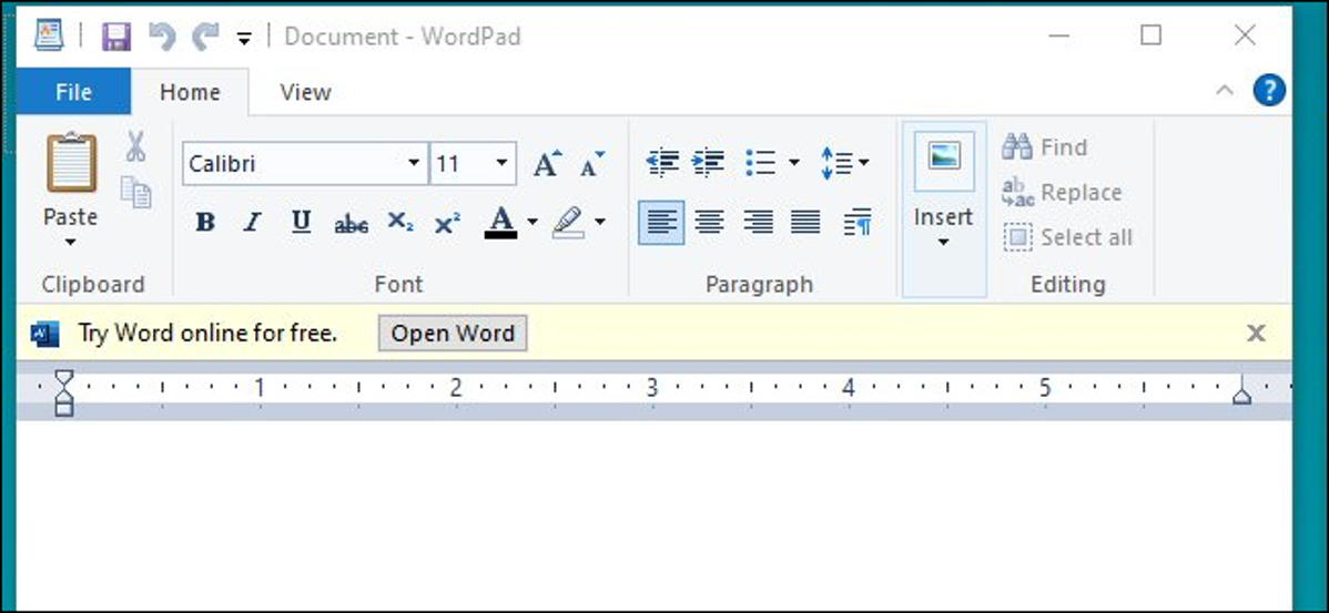 Iklan untuk Word Online di Microsoft WordPad