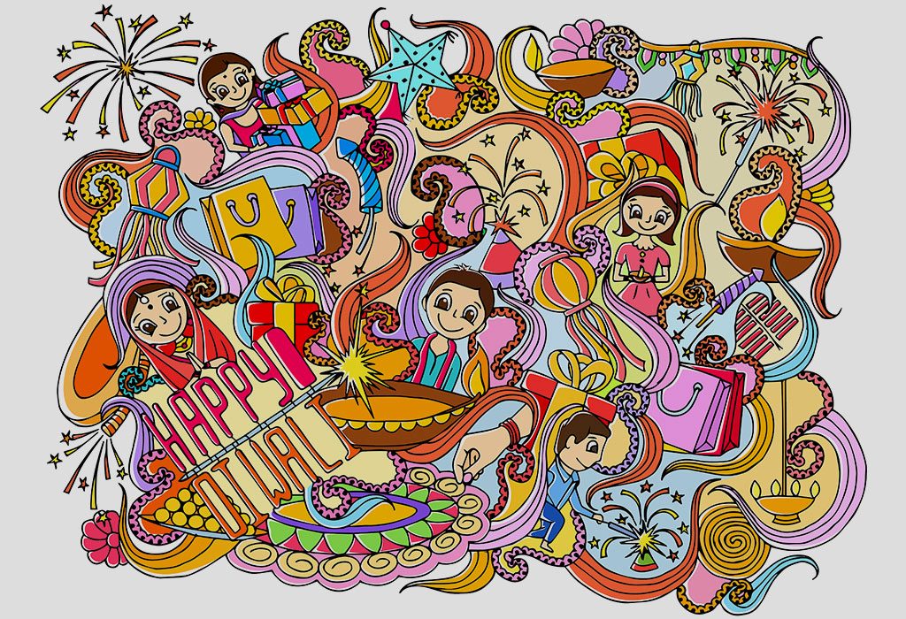 Kartu Doodle untuk Diwali