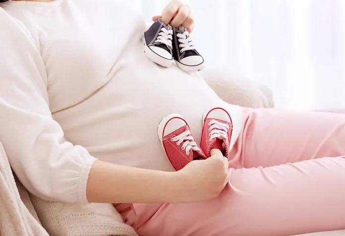 Seorang wanita hamil dengan anak kembar