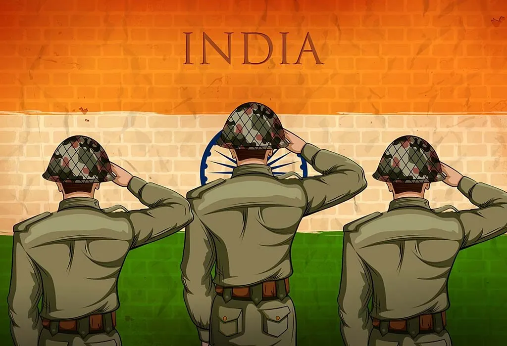 Prajurit Angkatan Darat Menghormat Triwarna India
