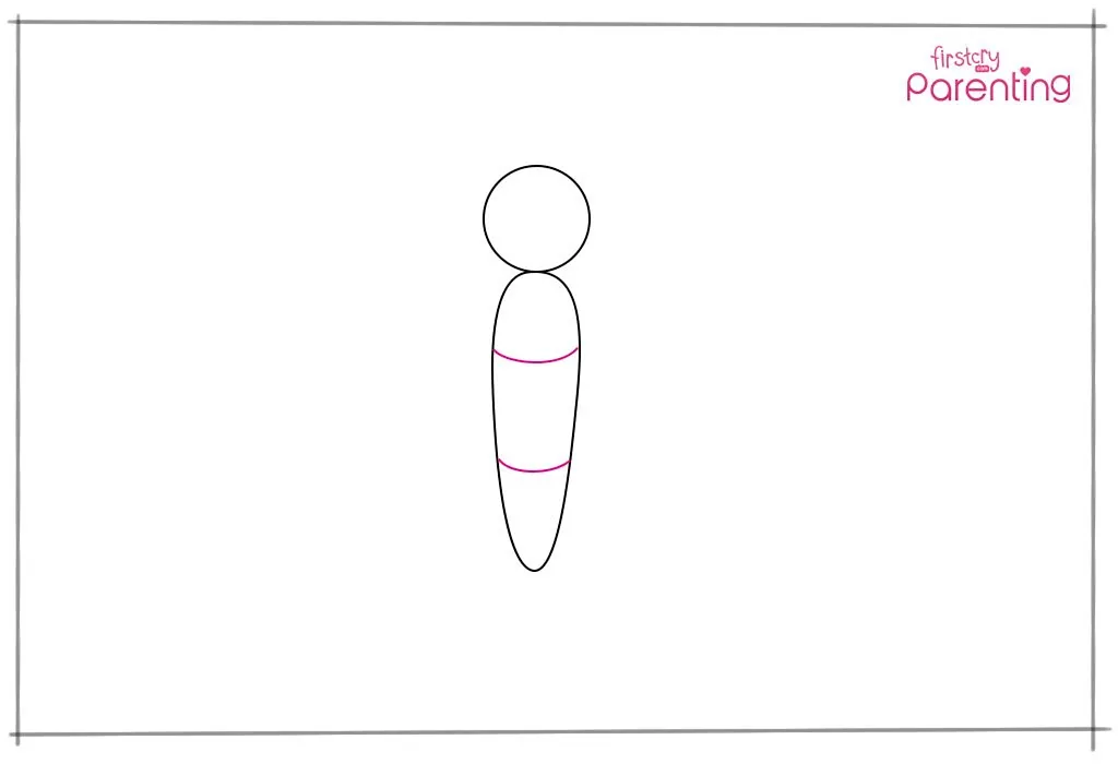 Langkah 3: Gambar dua garis lengkung pada tubuh